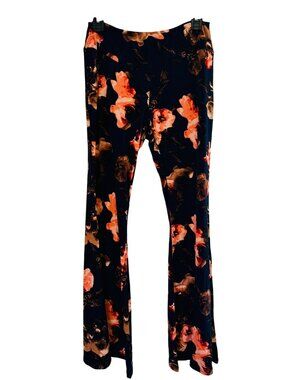 2/$24 Altar'a State Large Floral Print Bell Bottom Pants Polyester & Spandex